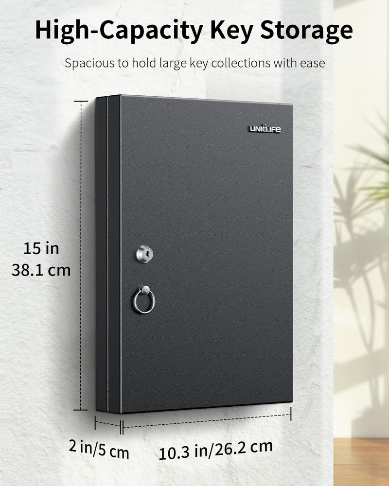 Uniclife 32 Position Key Lock Box, Wall Mount Key Box, Car Key Organizer with Writable Key Racks and Tags, Security Key Cabinet, Car Key Holder Storage Box for Office Hotel & Company - Image 2