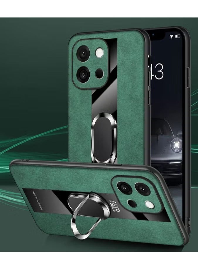 general Leather Case for OnePlus 13T, Slim Grip Case, Magnetic Rotating Ring Anti-drop Shockproof and Anti-fingerprint Phone Case - Image 1