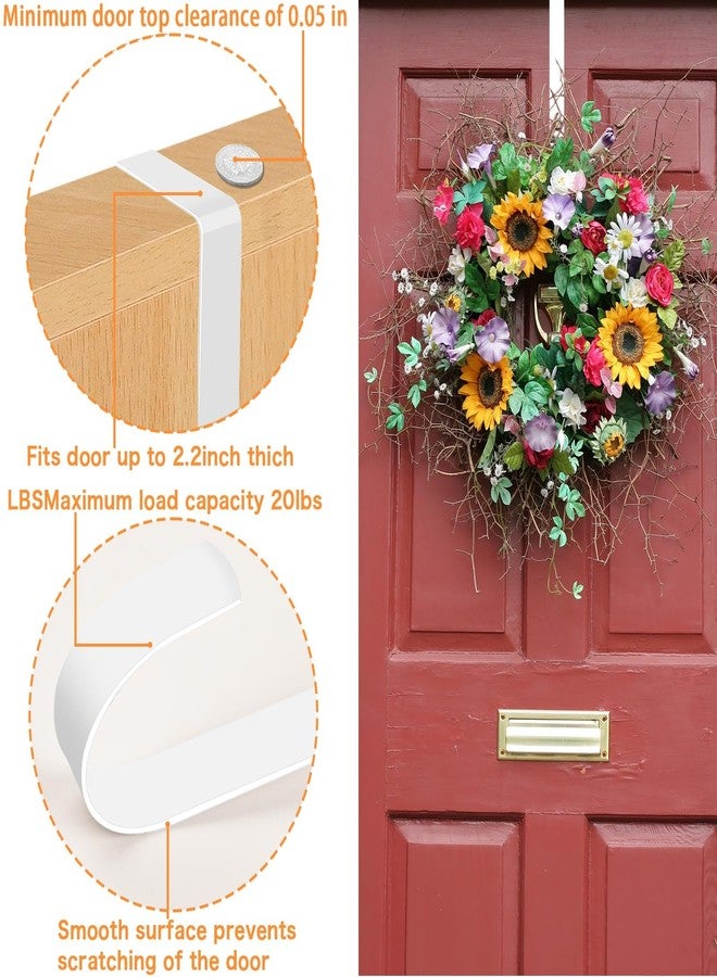 Dreecy 12” Wreath Hangers for Front Door, Christmas Wreath Hanger Holder, White Over The Door Wreath Hanger Hooks for Hnaging Christmas Front or Back Door Reef Decoration 2 Pack - Image 4