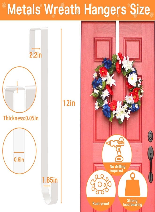 Dreecy 12” Wreath Hangers for Front Door, Christmas Wreath Hanger Holder, White Over The Door Wreath Hanger Hooks for Hnaging Christmas Front or Back Door Reef Decoration 2 Pack - Image 3