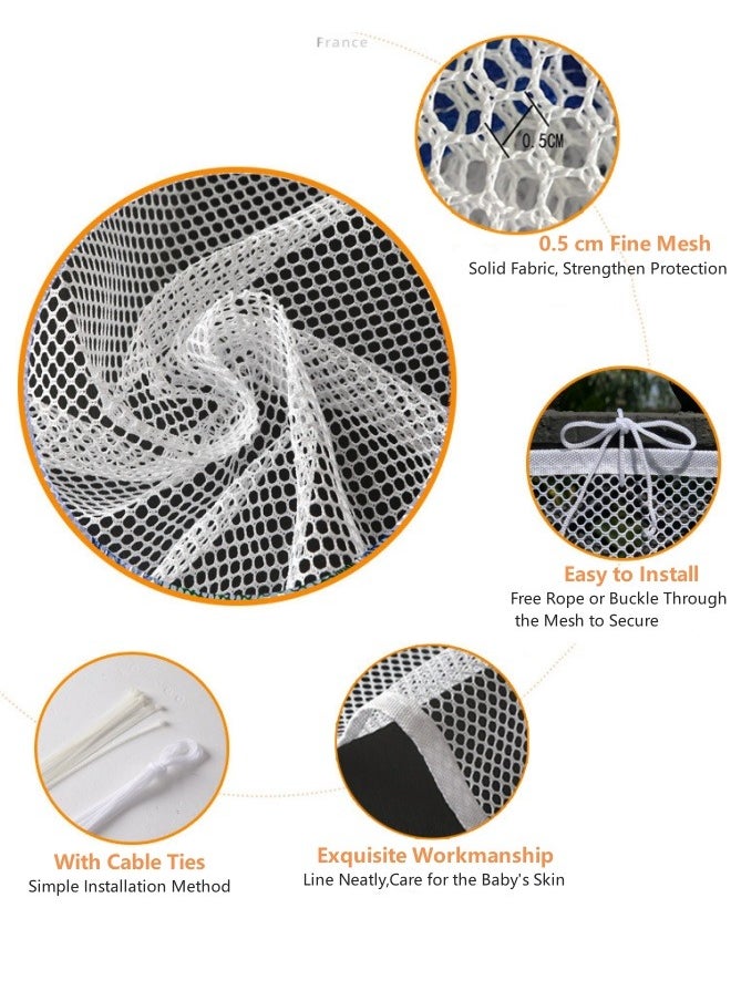 KYD - User Infant Child Safety Net 3M*79cm Thickened Durable Stair Protection Safety Rope Net Balcony Indoor Railing Protection Net White - Image 1