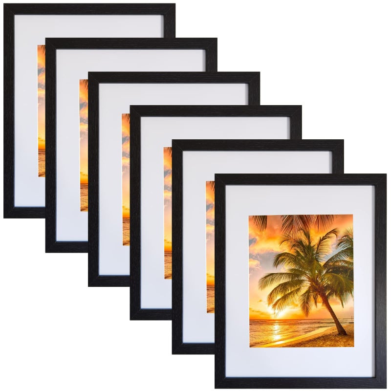 SESEAT 11x14 Picture Frames Black Display Pictures 8x10 With mat or 11x14 Prints Without Mat Wall Mounting 6PCS