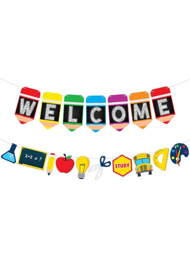 Welcome Banner for Back to School Decorations - 10 Feet, No DIY | Back to School Banner for Back to School Party Decorations | Back to School Garland First Day School Decor | Welcome Banner for School