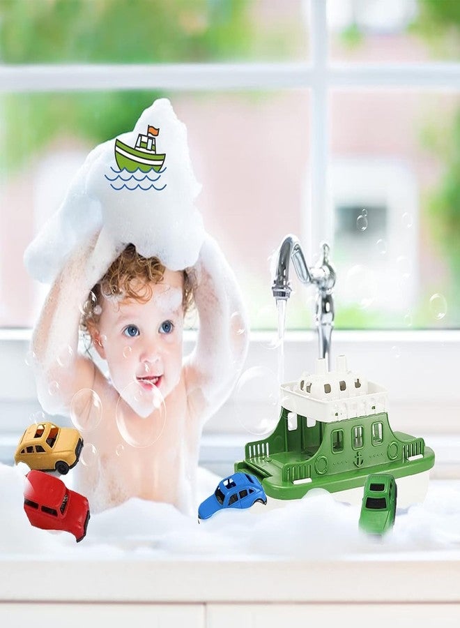 KolorFish Toy Boat Bath Toys for Toddlers with 4 Mini Car Toys, Kids Water Toys Floating Ferry Boat for Bathtub Bathroom Pool Beach Toys, Birthday Gifts - Image 2