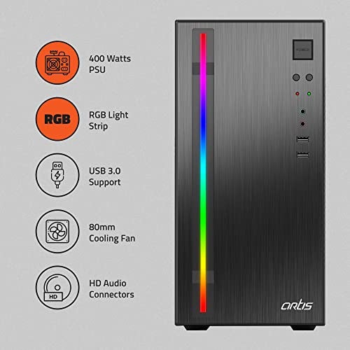 Artis 2520 3.0 C Computer Cabinet Support Micro ATX Motherboard, 1 x 80mm Fan with 400W Power Supply - Image 2