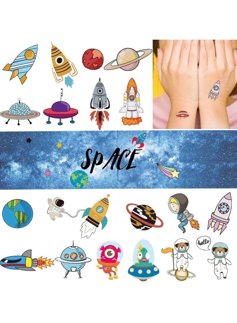 ORAINBOW Space Temporary Tattoos for Kids - More Than 140 Tattoos Pack of 16 Sheets - Waterproof Universe Outer Space Tattoos Sticker for Children Boys Birthday Party Favors - Image 1