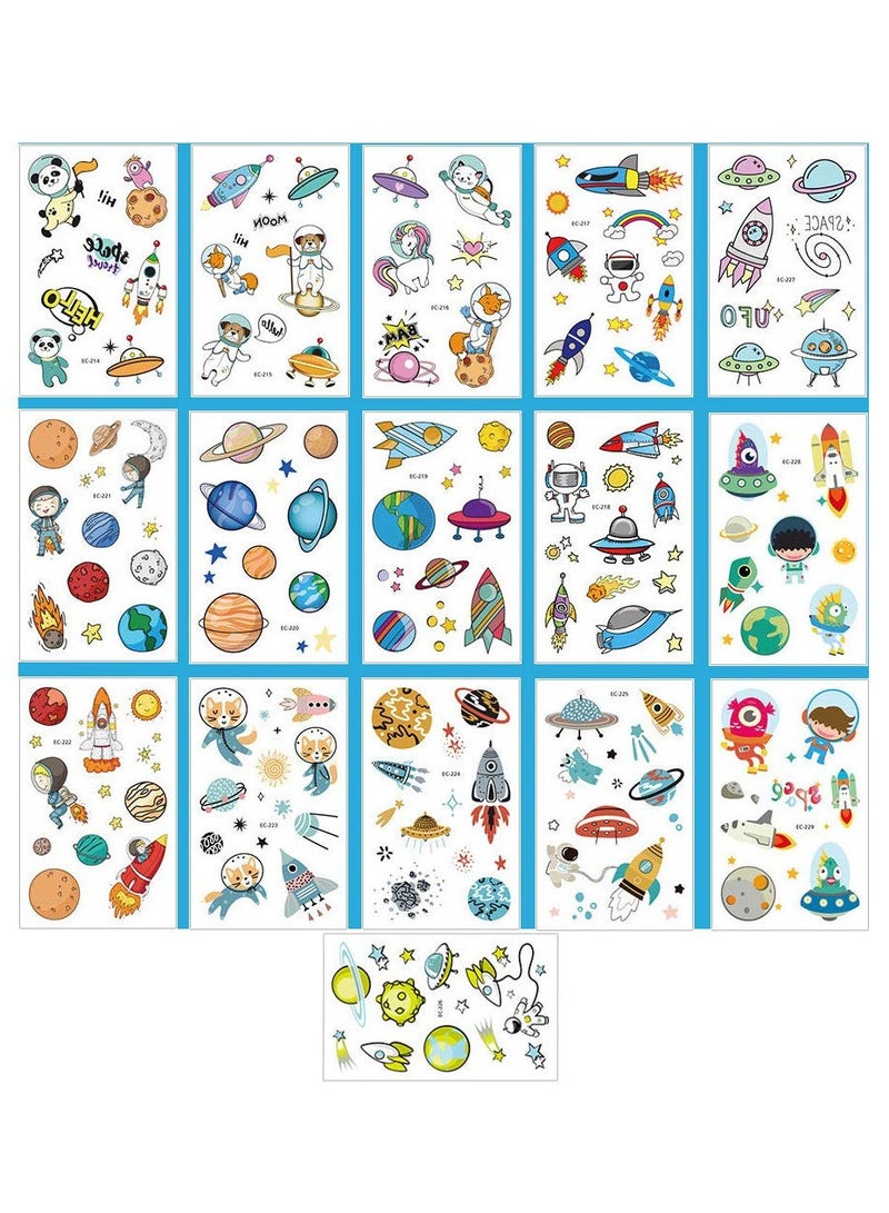 ORAINBOW Space Temporary Tattoos for Kids - More Than 140 Tattoos Pack of 16 Sheets - Waterproof Universe Outer Space Tattoos Sticker for Children Boys Birthday Party Favors - Image 2