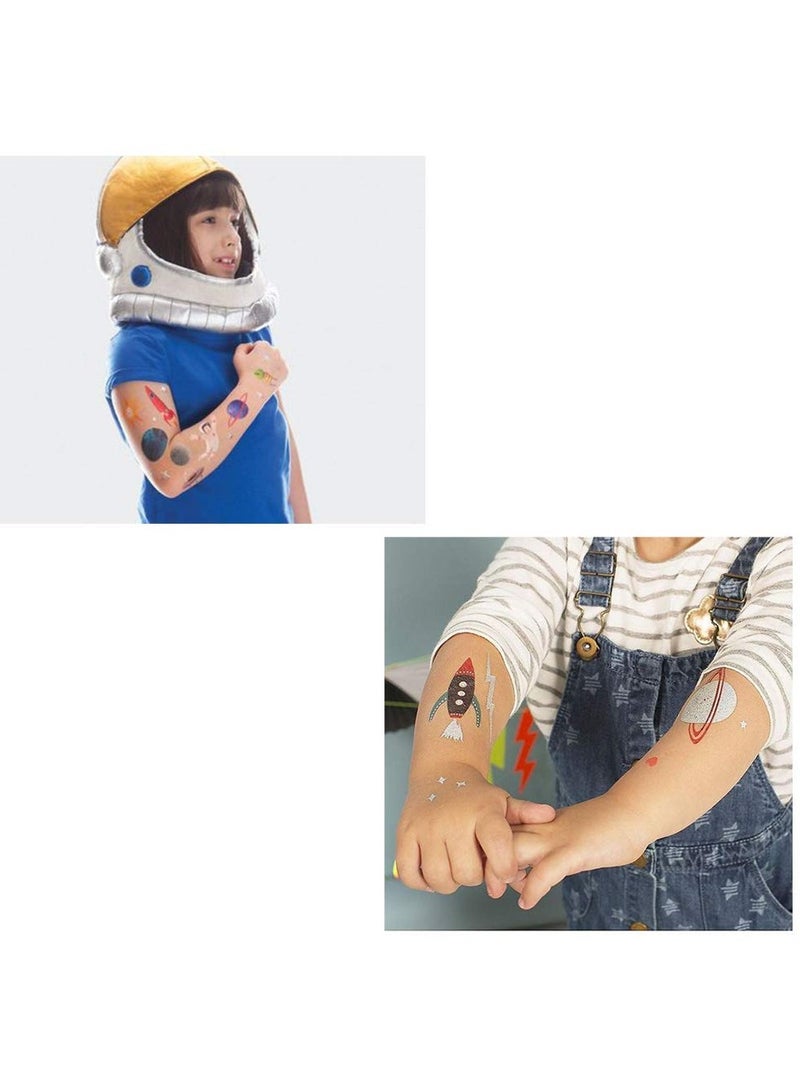 ORAINBOW Space Temporary Tattoos for Kids - More Than 140 Tattoos Pack of 16 Sheets - Waterproof Universe Outer Space Tattoos Sticker for Children Boys Birthday Party Favors - Image 3