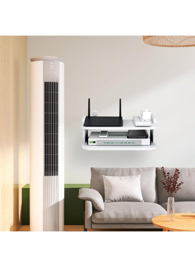 Relex Wifi Router Floating Shelves 30 x 20 x 15 cm White Wall Hanging Under TV Shelf Free Punch DVD Player Storage Box Game Console Rack for Living Room, Bedroom - Image 4