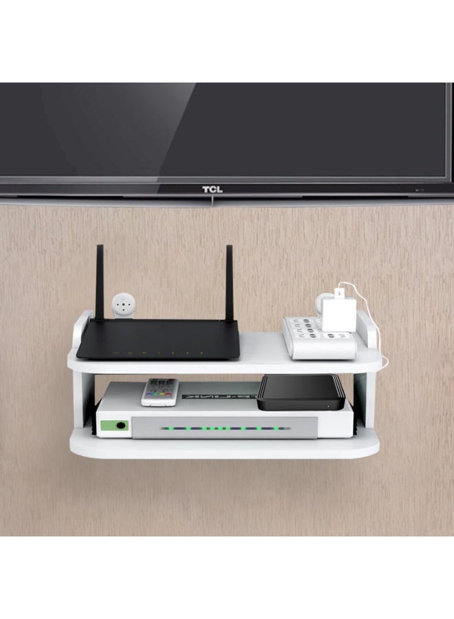 Relex Wifi Router Floating Shelves 30 x 20 x 15 cm White Wall Hanging Under TV Shelf Free Punch DVD Player Storage Box Game Console Rack for Living Room, Bedroom - Image 3