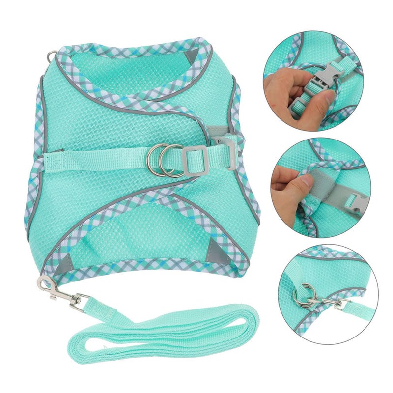 Adjustable Reflective Dog Harness And Leash Set No Pull Design Green Size 35X30X12cm - Image 4