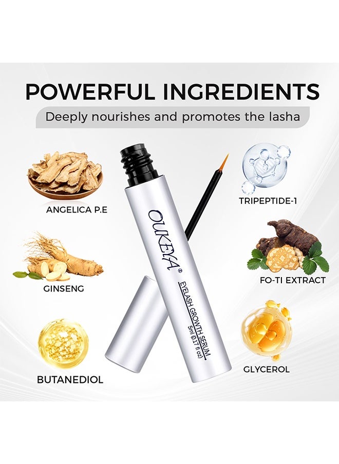 OUKEYA - Eyelash Growth Serum - Brow Serum with Natural Growth Peptides for Longer, Thicker Eyelashes and Brows, Powerful Hypoallergenic Formula, Safe and Non-irritating, Dermatologist Certified - Image 1