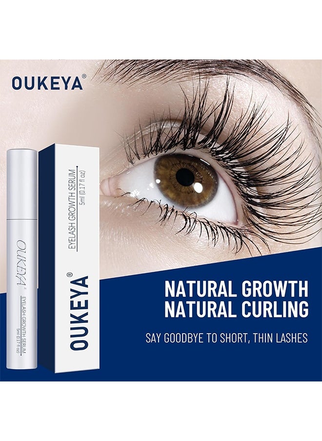 OUKEYA - Eyelash Growth Serum - Brow Serum with Natural Growth Peptides for Longer, Thicker Eyelashes and Brows, Powerful Hypoallergenic Formula, Safe and Non-irritating, Dermatologist Certified - Image 1
