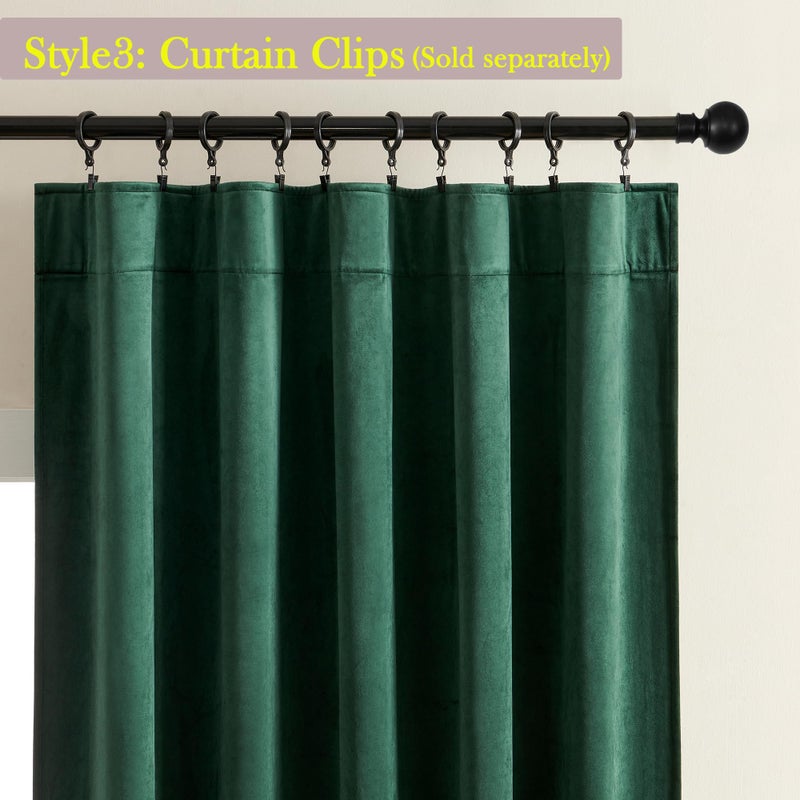 Timeper Green Velvet Curtains 108 Inches Long  Thick Fabric Blackout Velvet Curtains For Living Room Sliding Door  W52 X L108  2 Panels - Image 4