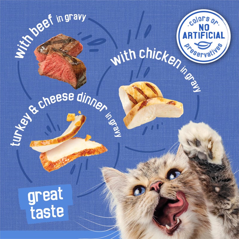 Friskies Purina Friskies Gravy Wet Cat Food Variety Pack, Shreds With Beef, With Chicken, and Turkey and Cheese Dinner - (Pack of 24) 5.5 oz. Cans - Image 5
