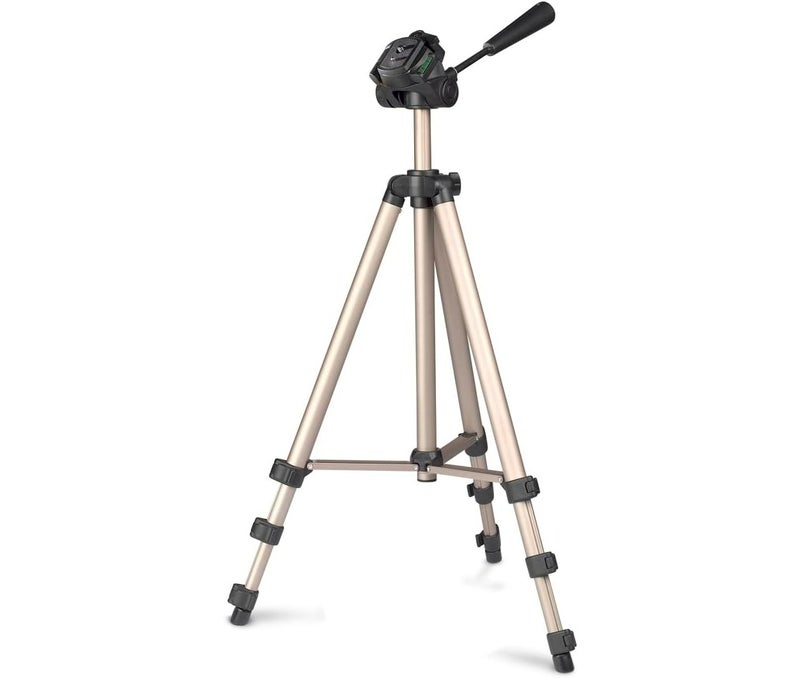 Hama Star 75 Camera Tripod, 125 cm, Aluminium Tripod with 3-Way Head, Quick Release Plate & Spirit Level, Lightweight Photo & Video Tripod, Champagne - Image 1