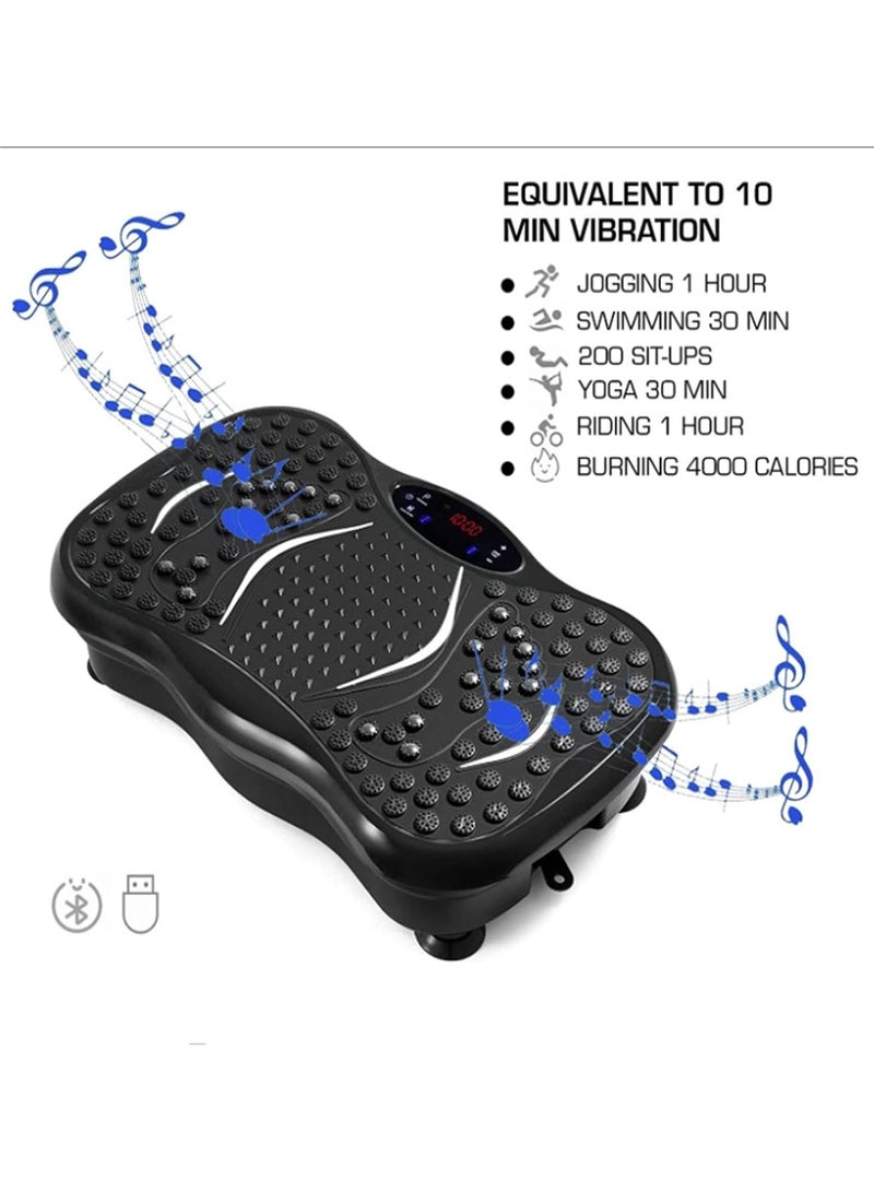 DubaiGallery آلة اهتزاز للياقة البدنية، منصة اهتزاز لتمارين الجسم بالكامل، آلة تمارين لفقدان الوزن وتشكيل الجسم، آلة لجمال الجسم وإزالة الدهون، تشمل بلوتوث، حبل سحب، شاشة تعمل باللمس، جهاز تحكم عن بعد، موسيقى - Image 2