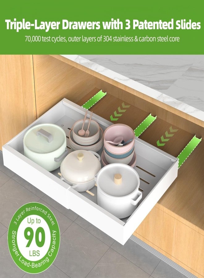 ANTOWIN Expandable Pull Out Cabinet Organizer, Adhesive with Nano Film, Pull Out Drawers for Cabinets in Kitchen, Pantry or Bathroom, Adjustable Width 16.53"-20.86" (21‘’Deep) - Image 4