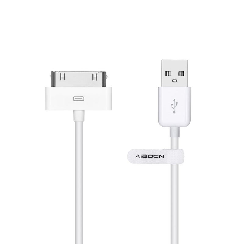 Aibocn كابل دوك للشحن والمزامنة 30 دبوس معتمد من Aibocn MFi لجهاز iPhone 4 4S / iPad 1 2 3 / iPod Nano / iPod Touch - أبيض - Image 1