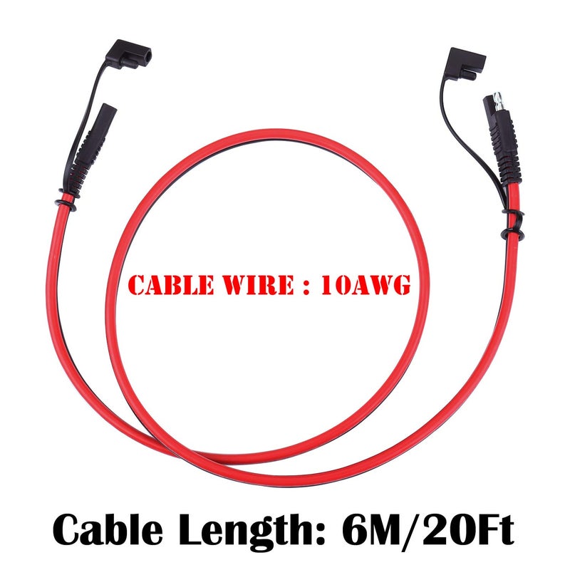 iGreely SAE Extension Cable 10AWG SAE to SAE Quick Disconnect Wire Harness SAE Connector Solar Panel Extension Cable for Automotive RV Battery Motorcycle Cars Tractor 10 Gauge 6M 20Ft - Image 4