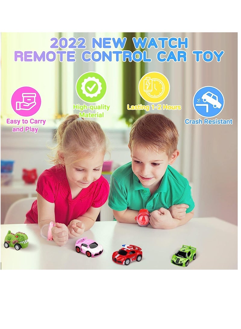 SYOSI Watch Remote Control Car Toy, 2022 New Mini Remote Control Car Watch Toys, 2.4 GHz Cartoon RC Watch Racing Car, USB Charging Remote Control Car, Watch RC Car for Boys Girls Birthday Gift, Red  - Image 2