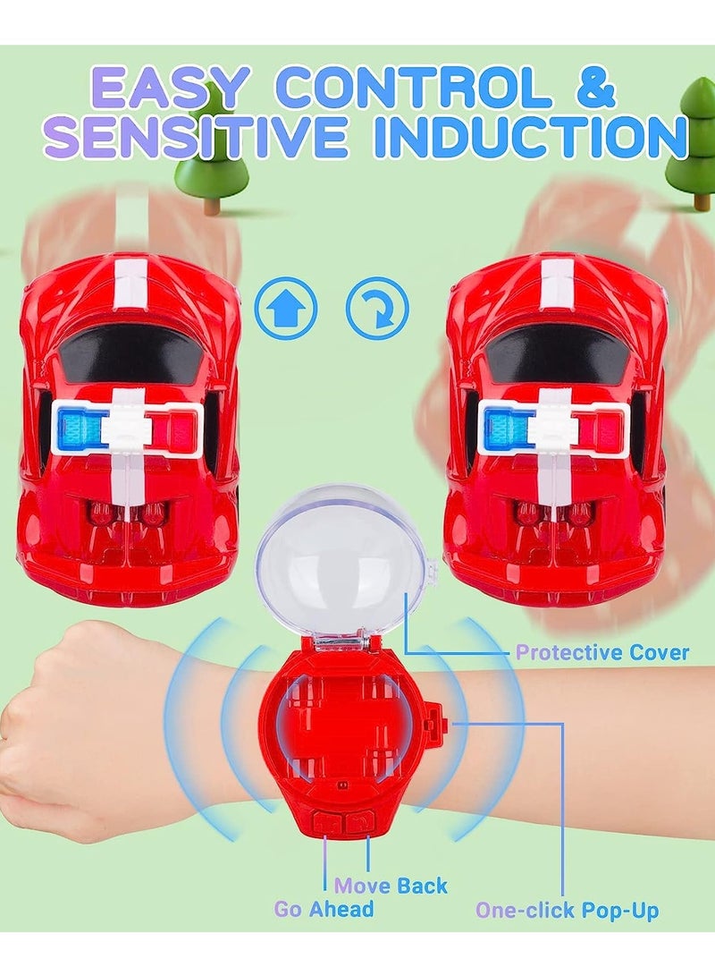 SYOSI Watch Remote Control Car Toy, 2022 New Mini Remote Control Car Watch Toys, 2.4 GHz Cartoon RC Watch Racing Car, USB Charging Remote Control Car, Watch RC Car for Boys Girls Birthday Gift, Red  - Image 4