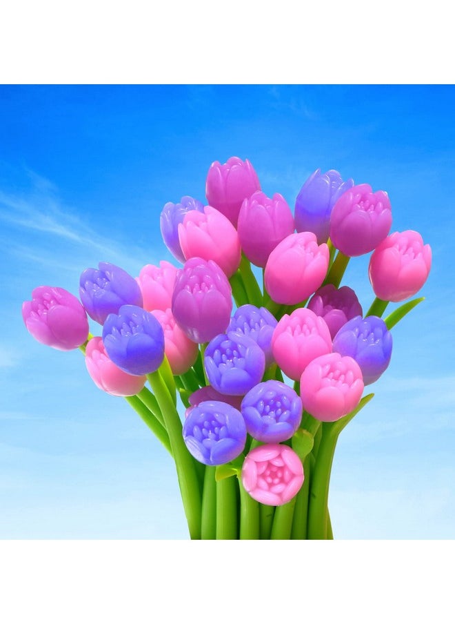 Yarachel - Color Changing Flower Pens Pack Of 30 Ballpoint Pens Creative Gel Ink Rollerball Pen For School Home Office Stationery Store Kids Girls Gift Black 0.38Mm (Tulip) - Image 1