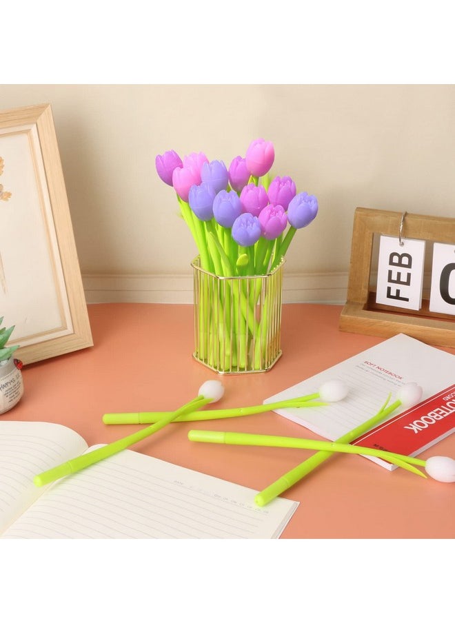 Yarachel - Color Changing Flower Pens Pack Of 30 Ballpoint Pens Creative Gel Ink Rollerball Pen For School Home Office Stationery Store Kids Girls Gift Black 0.38Mm (Tulip) - Image 1