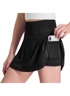 FitsT4 Sports Sports Girl'S Golf Skirt Adjustable Waist Active Tennis Skort Upf50+ Black  - Image 1