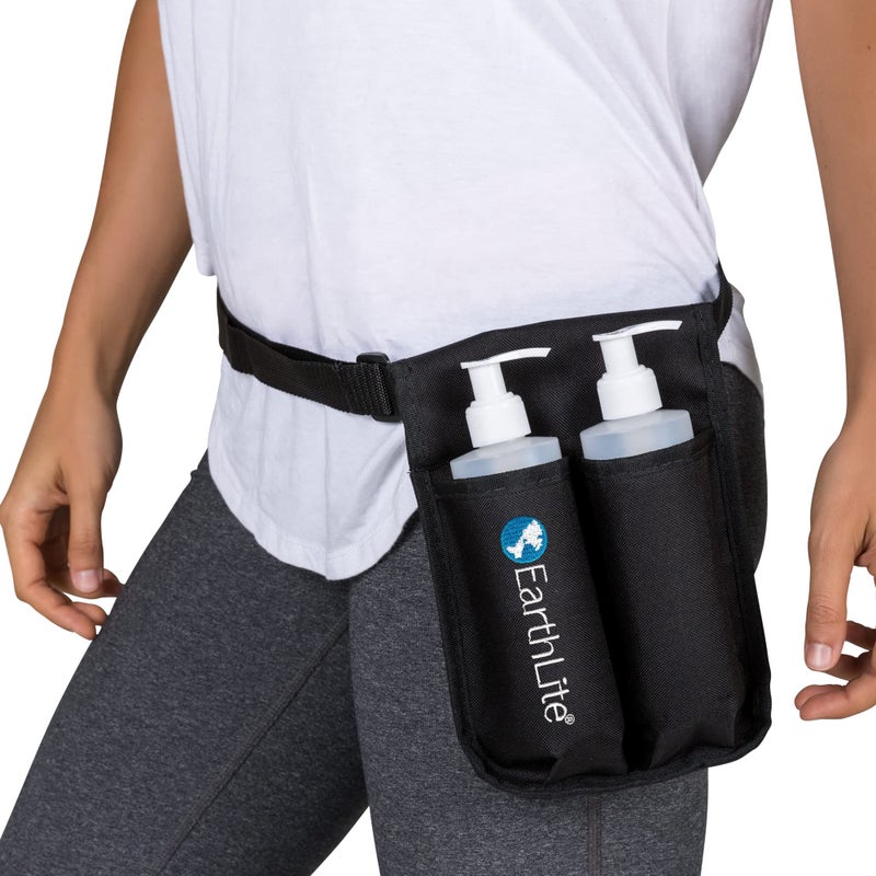 EARTHLITE Massage Bottle Double Holster Kit - Incl. 2 Bottles, Heavy Duty Strap, Adjustable for Massage Oil & Massage Lotion (2X 8oz) - Image 1