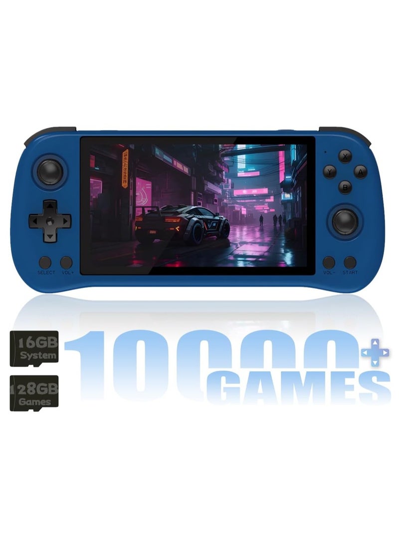 Powkiddy - X55 Handheld Game Console 5.5 inch Portable Retro Video Hand-Held Games Consoles Rechargeable RK3566 Hand Held Classic Play System 16GB+128GB (Blue) - Image 1