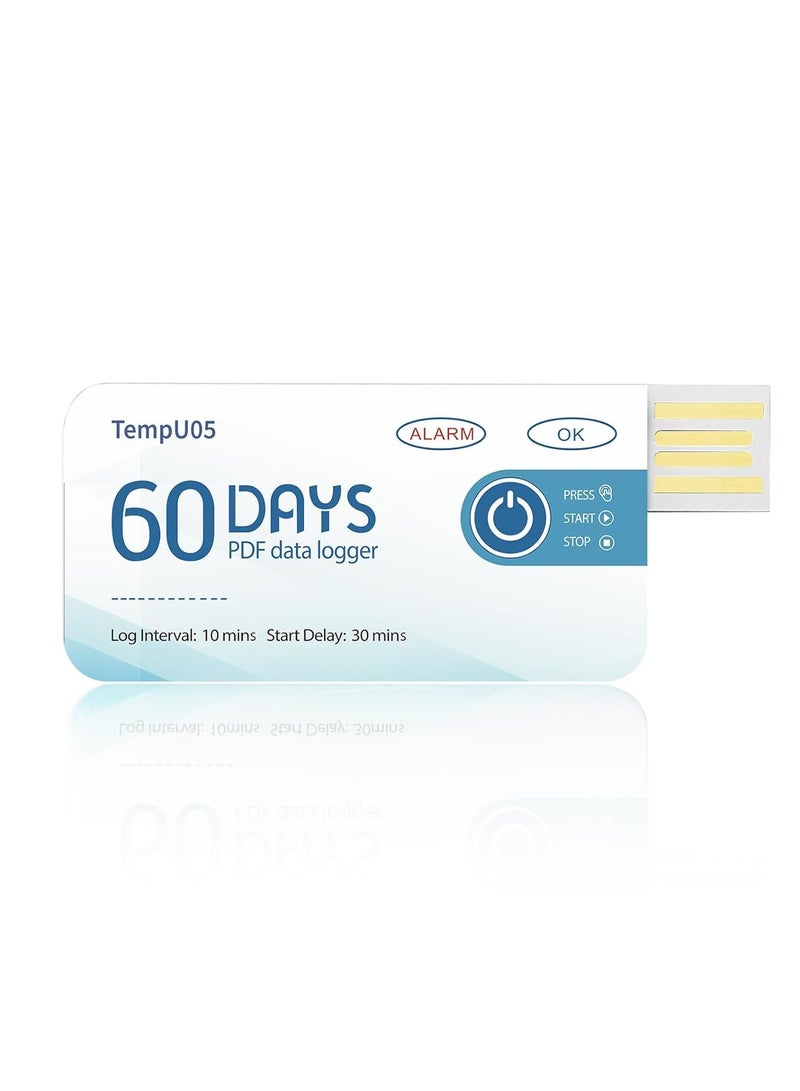 60Day Disposable Temperature Data Logger with USB 2.0 Port PDF Blue 2.7 x 1.3in - Image 4