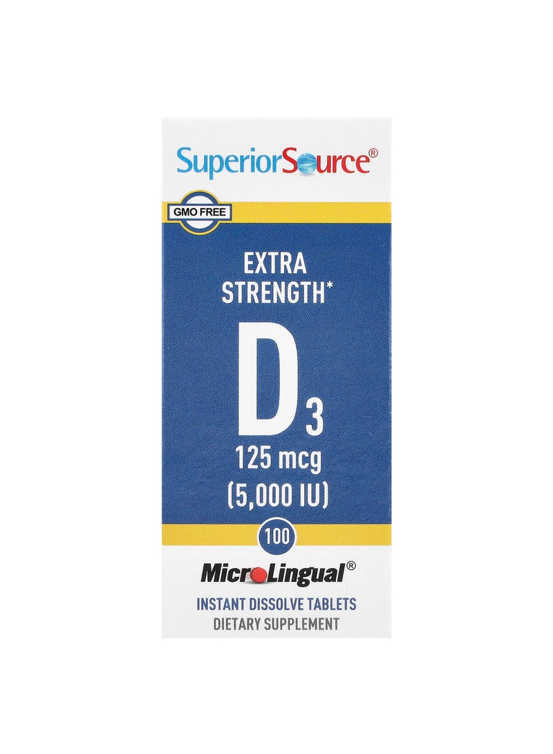 D3, 125 mcg (5,000 IU), 100 MicroLingual® Instant Dissolve Tablets