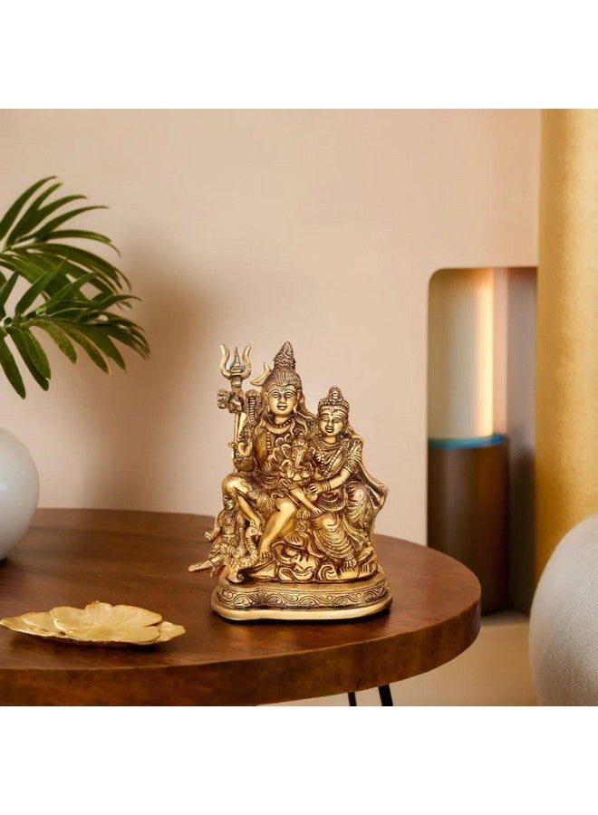 Kartique تمثال عائلة شيف من النحاس كارتك | تمثال شيف بارفاتي بتشطيب عتيق للمنزل، غرفة الصلاة، والديكور | ارتفاع التمثال 7.75 بوصة - Image 1