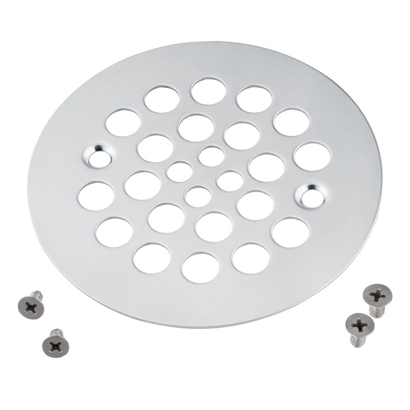 Artiwell 414 Shower Strainer Drain Trim Set Screwin Shower Strainer Drain Cover PlasticOddities Style Replacement Strainer GridMachine  SelfTapping Screws Included CHROME PLATED