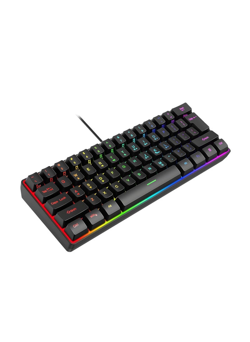 DUNISO Gaming Keyboard Mechanical 61 Keys Ultra Compact Wired PC Keyboard With RGB Backlit FN Combination Multifunction Shortcut Keys Perfect For Gaming and Work - Image 3
