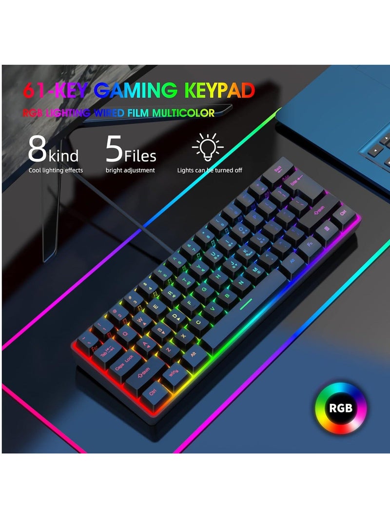 DUNISO Gaming Keyboard Mechanical 61 Keys Ultra Compact Wired PC Keyboard With RGB Backlit FN Combination Multifunction Shortcut Keys Perfect For Gaming and Work - Image 2