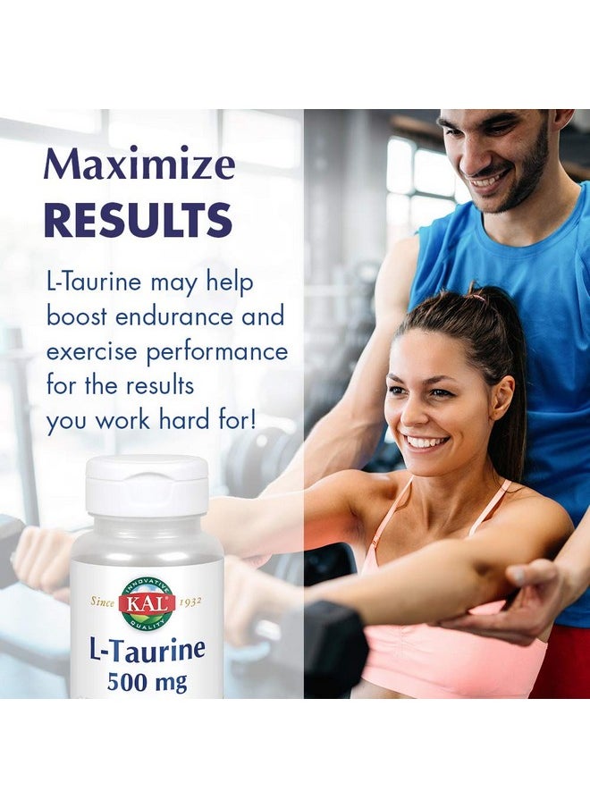 KAL - L Taurine 500Mg ; Healthy Nervous System Cardiovascular Visual & Detox Function Support ; 60 Tablets - Image 1