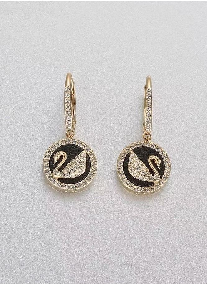 Generic Stone Studded Swan Pendant Earrings  - Image 4