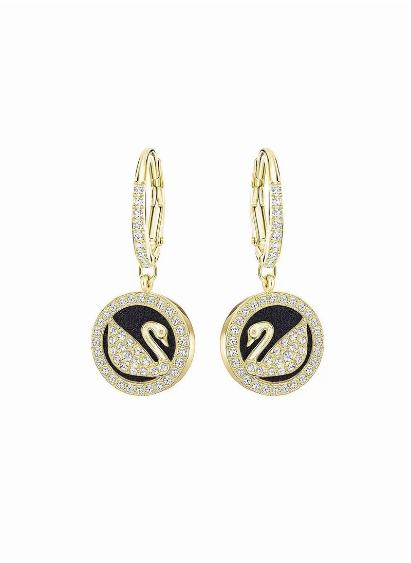 Generic Stone Studded Swan Pendant Earrings  - Image 1