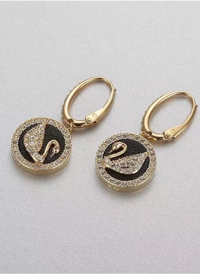 Generic Stone Studded Swan Pendant Earrings  - Image 3