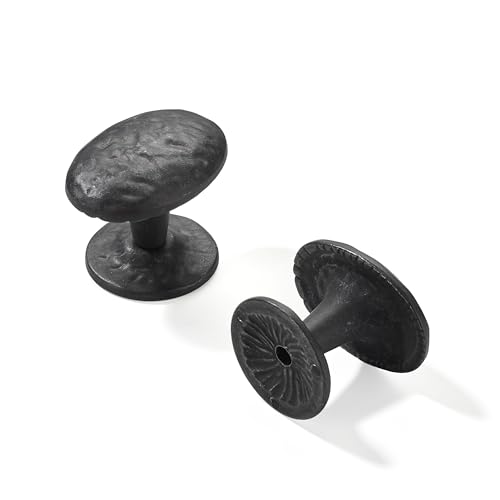 khtumeware 10 Pack Rustic Iron Cabinet Knobs 134 inch Center Cabinet Knobs Backplate Antique Black Hammered Vintage Kitchen Cabinet Handles Hardware for Dresser Drawers - Image 1