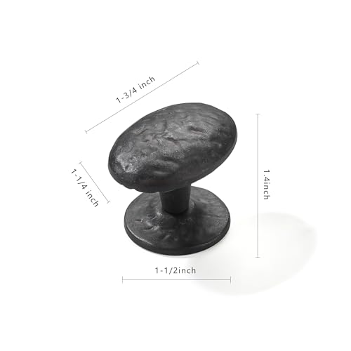 khtumeware 10 Pack Rustic Iron Cabinet Knobs 134 inch Center Cabinet Knobs Backplate Antique Black Hammered Vintage Kitchen Cabinet Handles Hardware for Dresser Drawers - Image 3