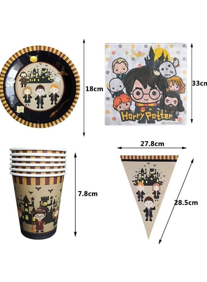 Kidzilla 92 PCS Harry Potter Birthday Party Supplies Kit for Kids – Wizard Theme Party Decorations Set with Plates, Cups, Napkins, Banner, Tablecloth, Straws & Cutlery - Image 3