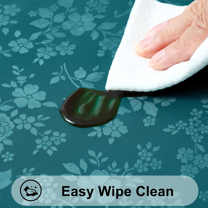 smiry Rectangle Table Cloth, Waterproof Heavy Duty Vinyl Tablecloths, Wipeable Washable Table Cover for Kitchen and Dining Room (Emerald Green, 52" X 70") - Image 3