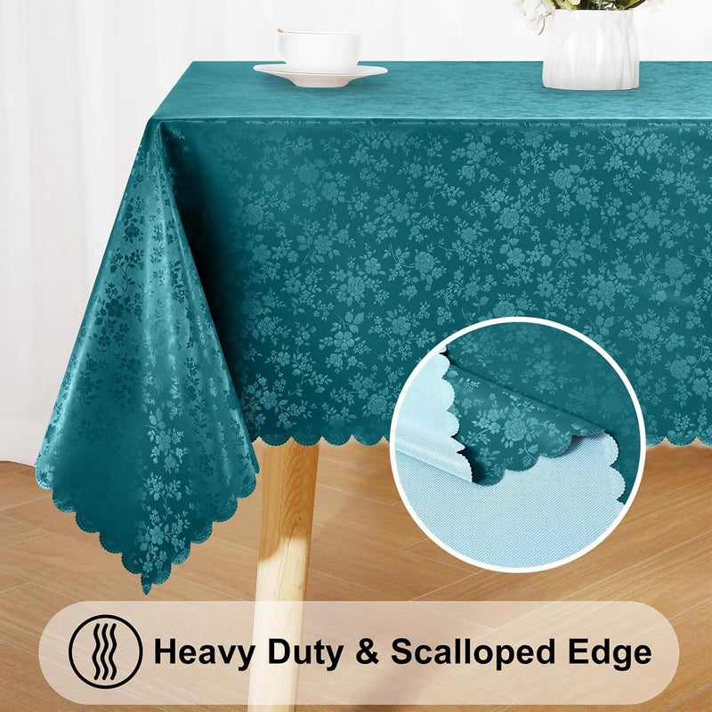 smiry Rectangle Table Cloth, Waterproof Heavy Duty Vinyl Tablecloths, Wipeable Washable Table Cover for Kitchen and Dining Room (Emerald Green, 52" X 70") - Image 4