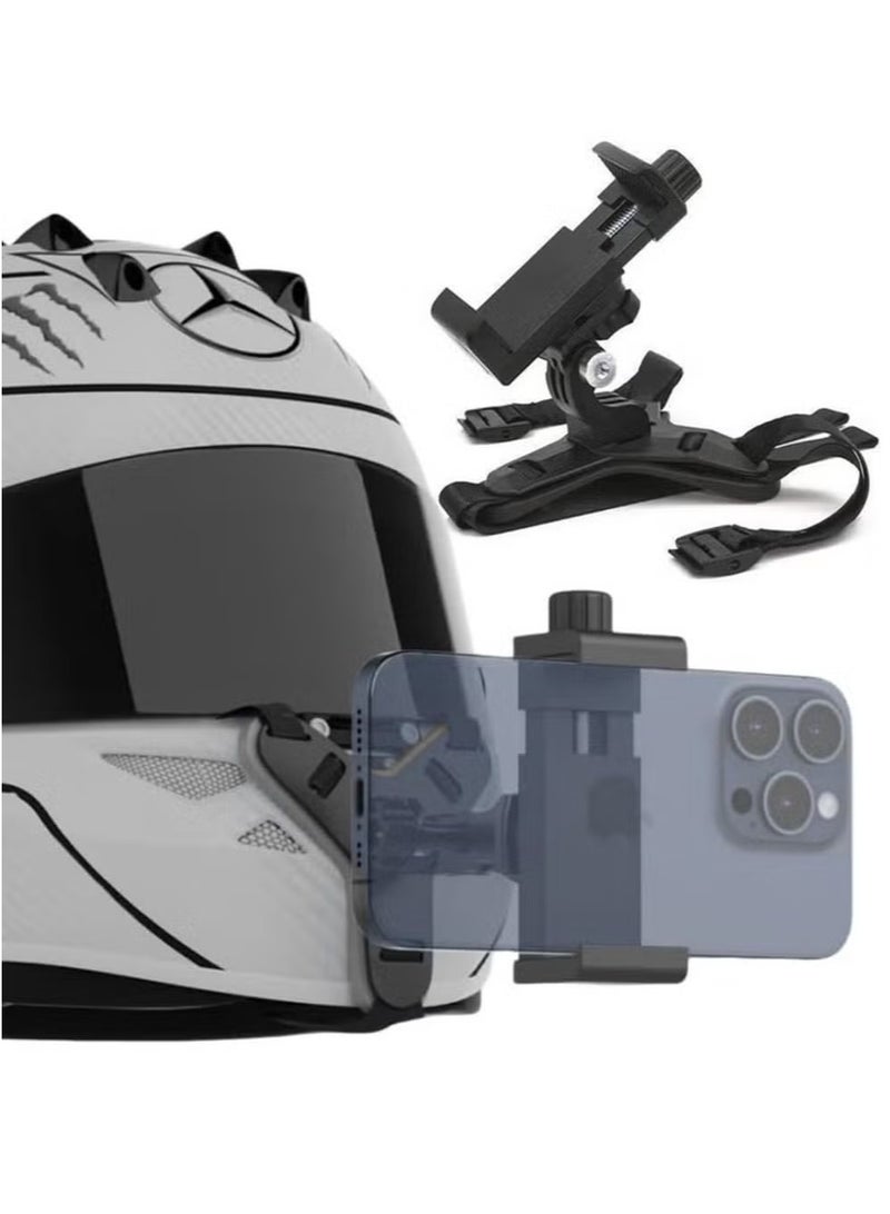 OMEVE Helmet Chin Mount for Mobile Phone and GoPro, Motorcycle Strap Holder for iPhone Samsung - Image 1