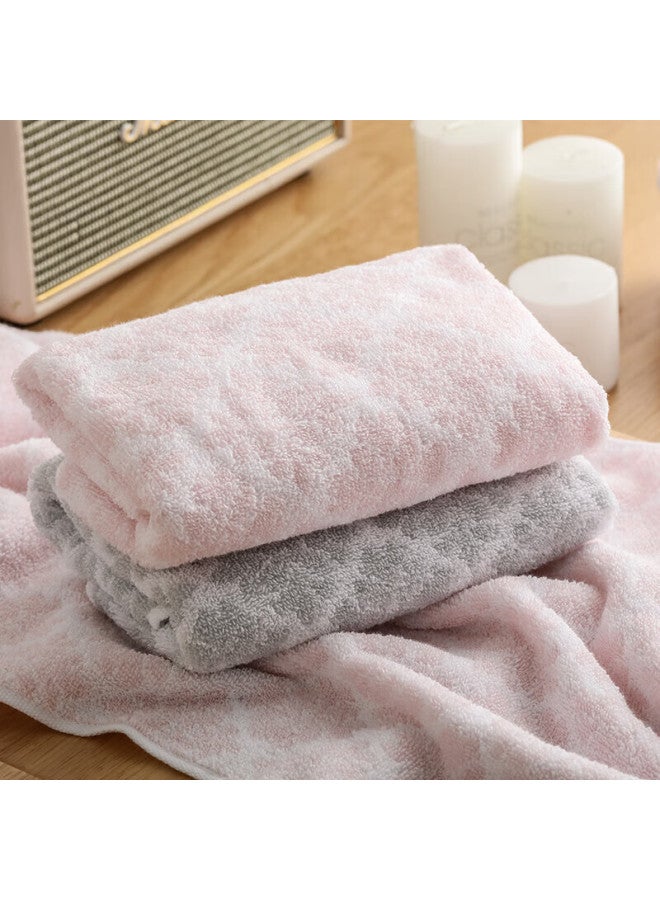 Uchino Love Letter Towel, Non-twist Jacquard Pure Cotton Soft Absorbent Face Towel For Home Use, Adult Couple Towel, 2-pack Pink + Gray - Image 1