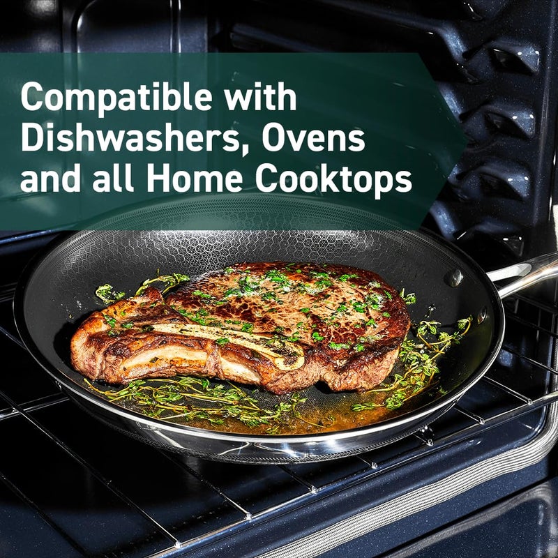HexClad Hybrid Nonstick 10-Inch Frying Pan with Tempered Glass Lid, Stay-Cool Handle, Dishwasher-Friendly, Oven-Safe Up to 900Â°F, Induction Ready, Compatible with All Cooktops - Image 5