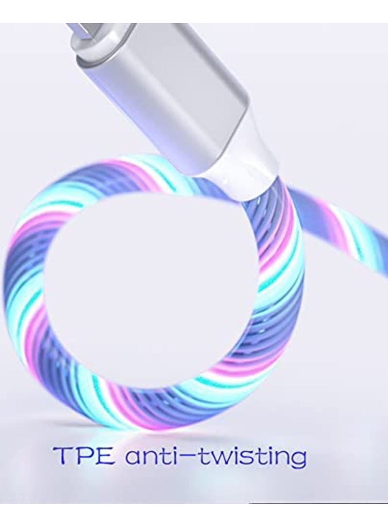 Flowing Charging Cable,3 in 1 LED 3.9FT USB Fast Charger Cord, Light up Shinning Car Charging Wire 2 Pack - Image 3